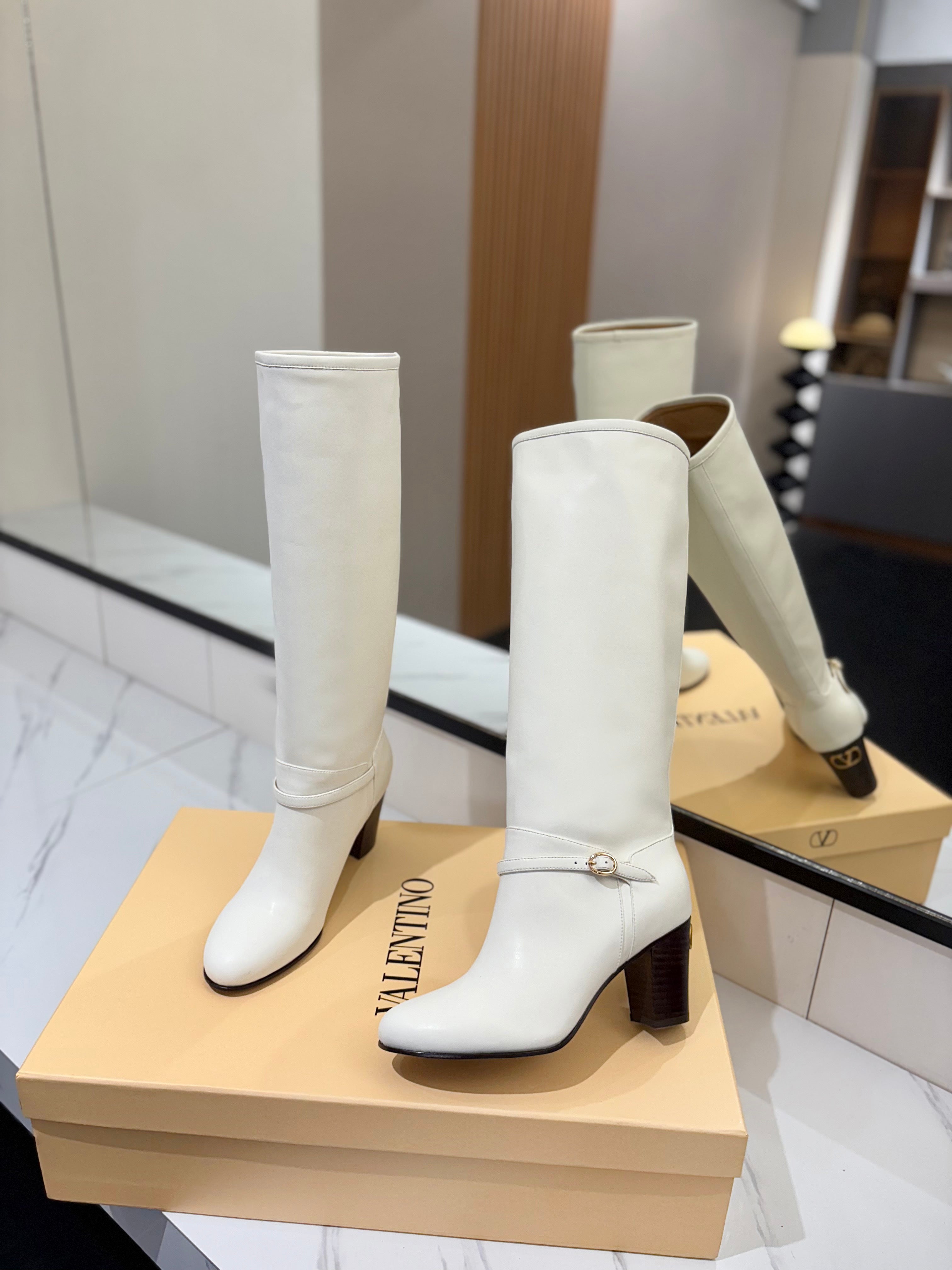 Valentino 2025 Pattie High Boot White Calfskin 560741