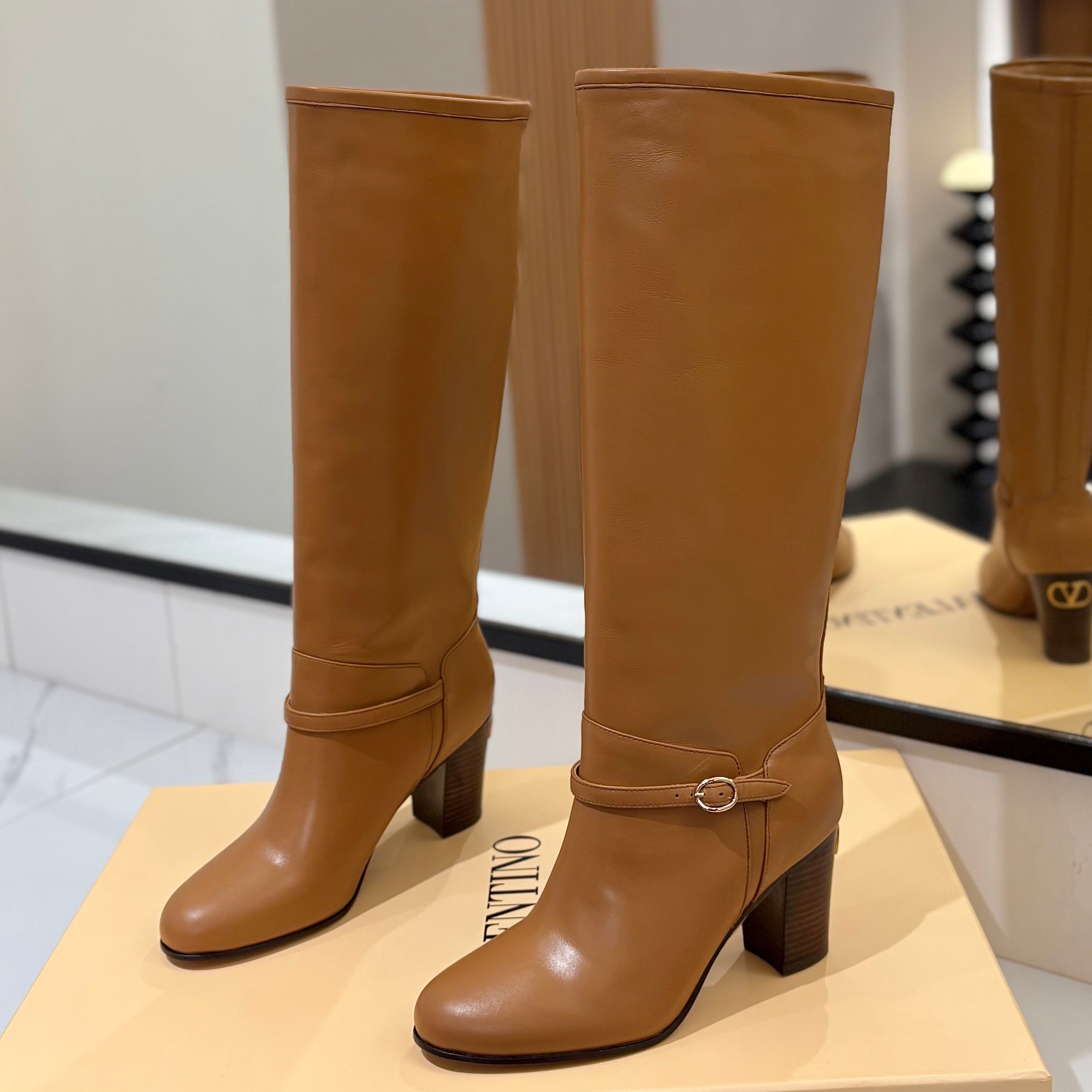 Valentino 2025 Pattie High Boot Brown Calfskin 560742