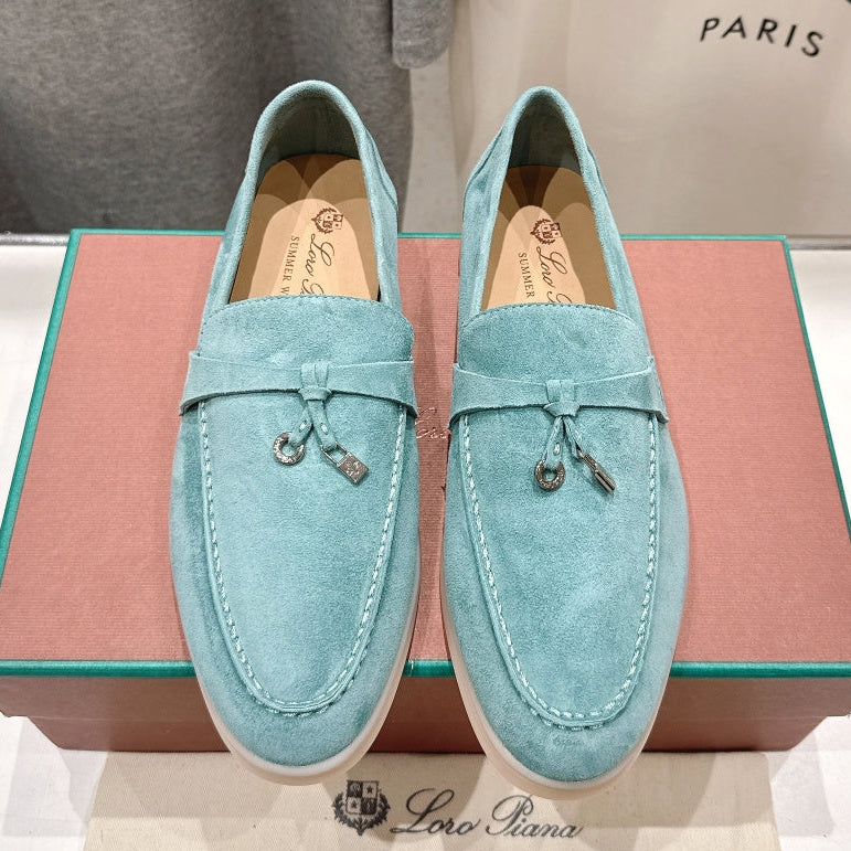 Loro Piana 2026 Summer Charms Walk Loafer Sky Blue Suede