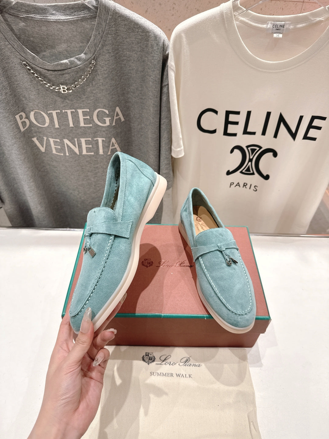Loro Piana 2026 Summer Charms Walk Loafer Sky Blue Suede