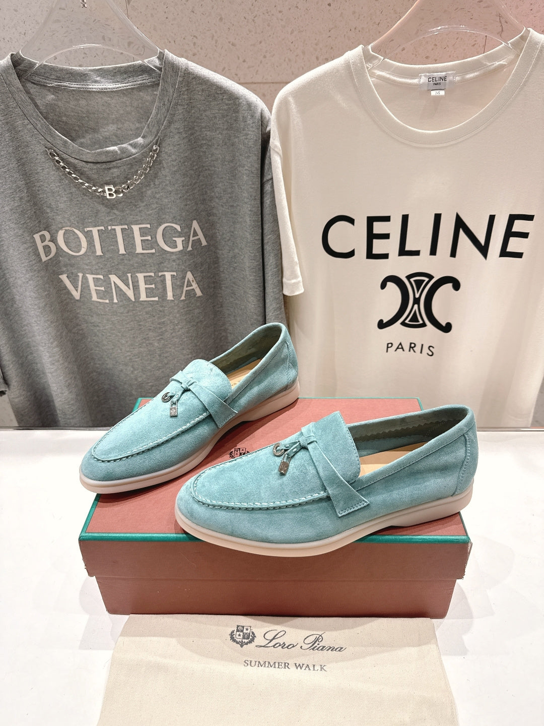 Loro Piana 2026 Summer Charms Walk Loafer Sky Blue Suede