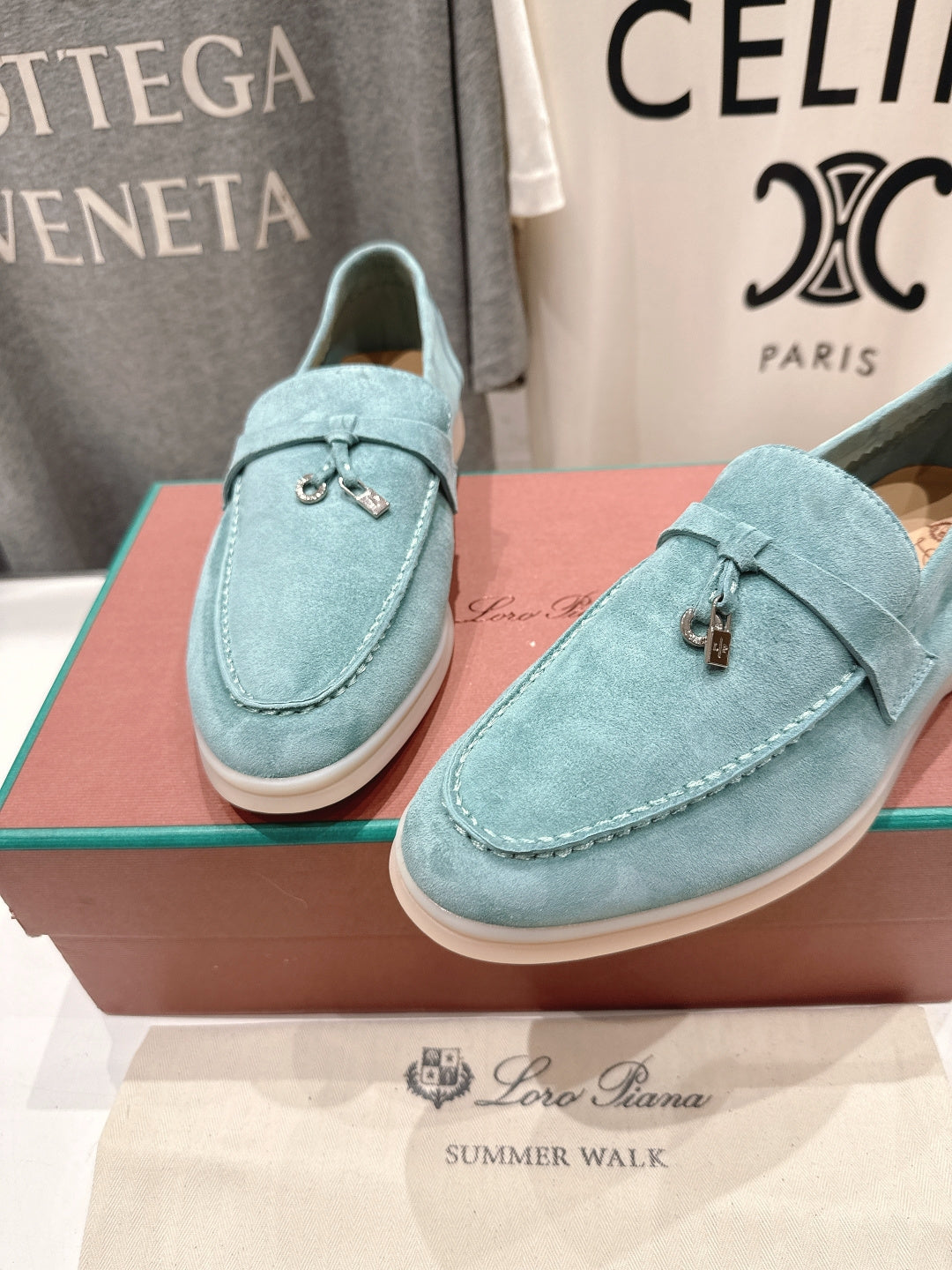 Loro Piana 2026 Summer Charms Walk Loafer Sky Blue Suede
