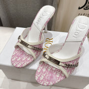 Dior Sandal Pink mix White Canvas Sheepskin 174103