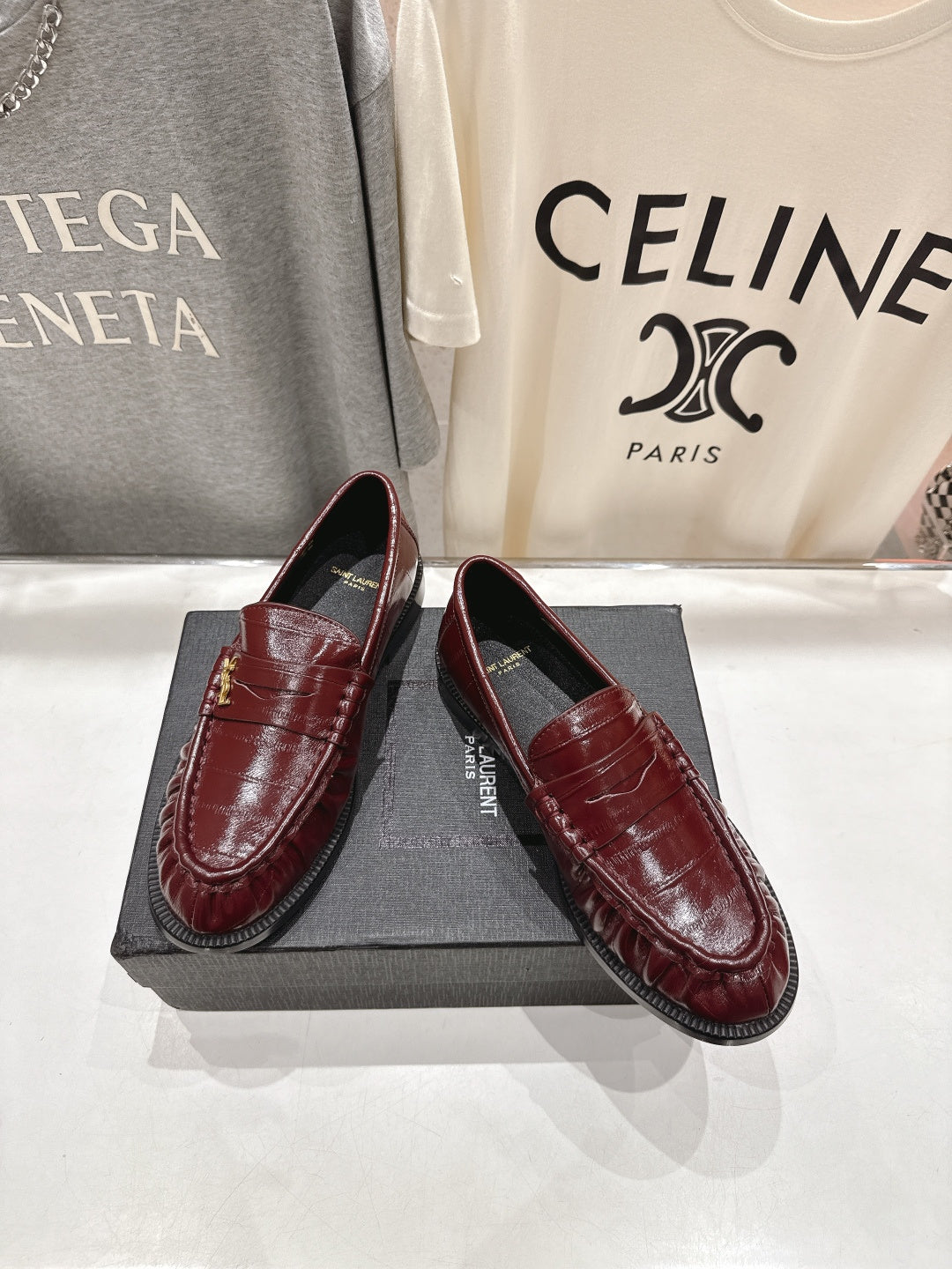 YSL 2025 Loafer Burgundy mix Black Cowhide 535615