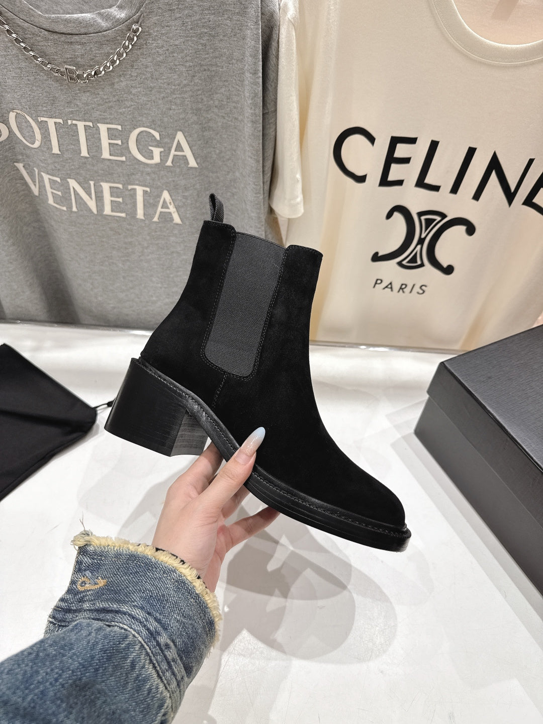 YSL 2025 Short Boot Black Suede 567581