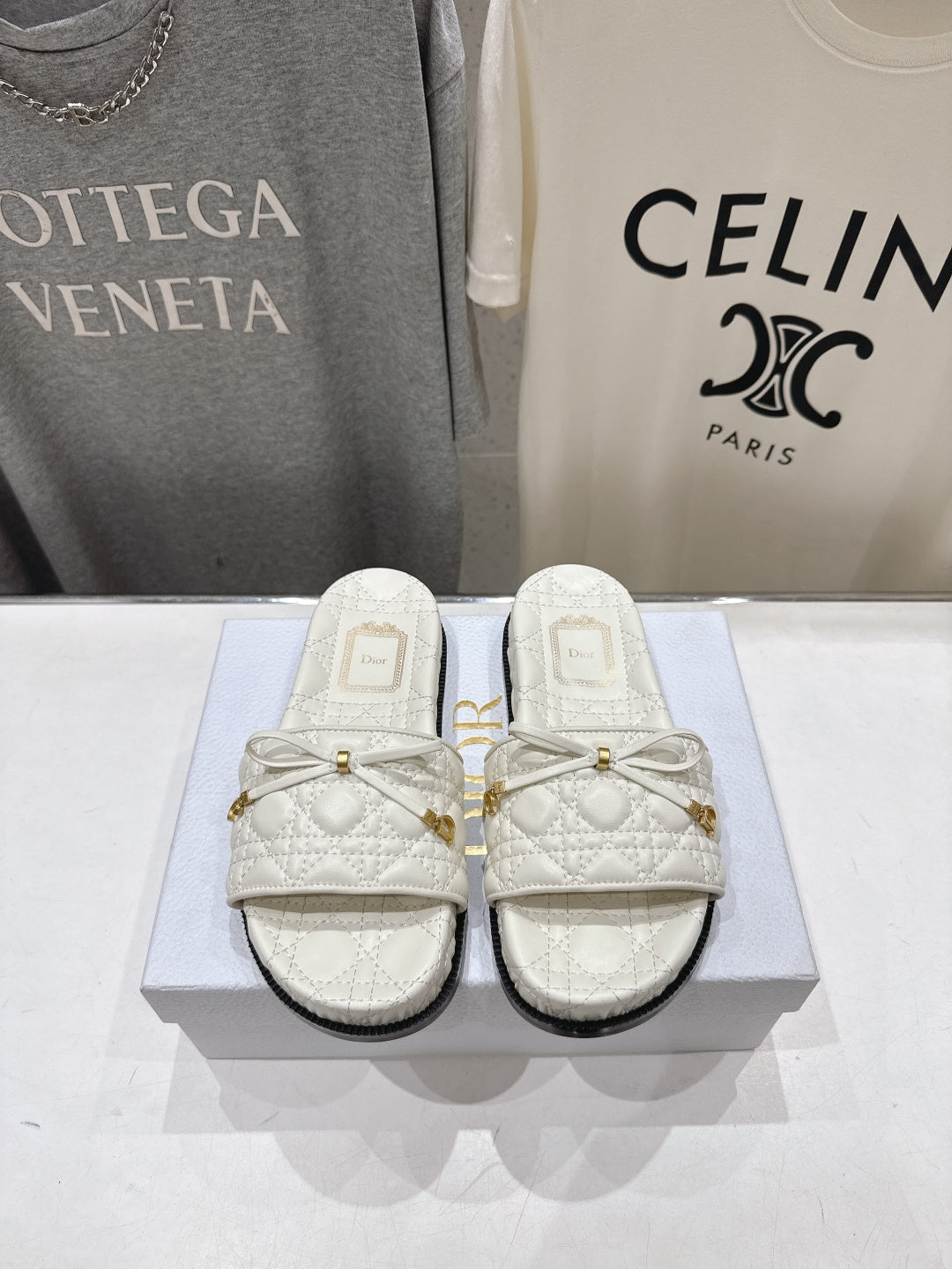 Dior 2026 Cannage Slide Black and White Sheepskin 794262