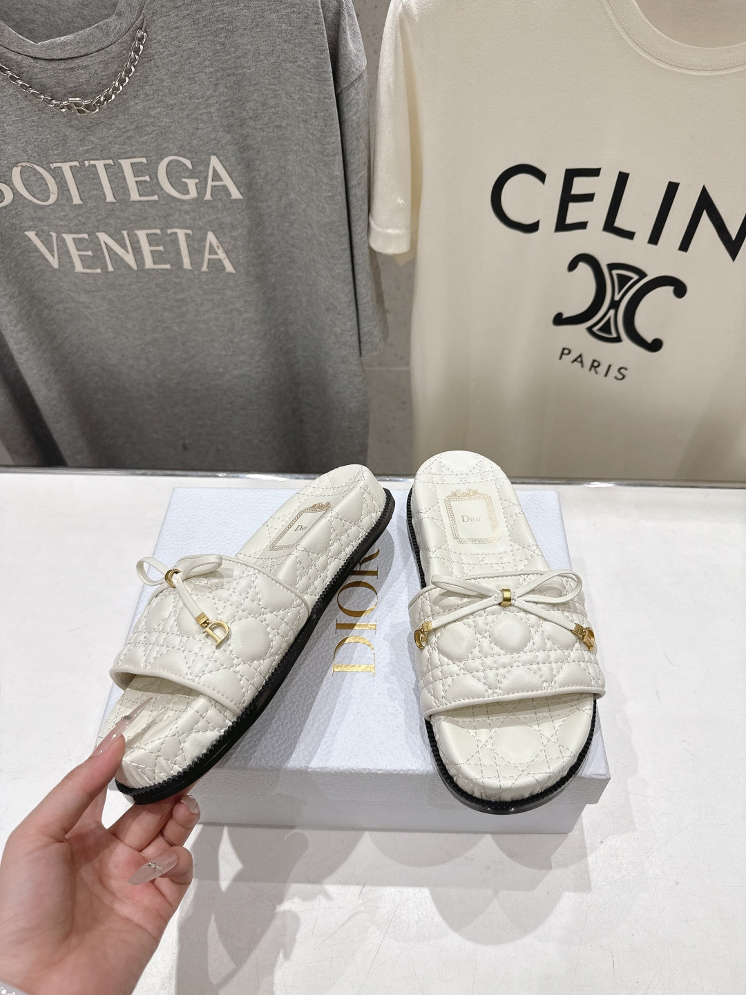 Dior 2026 Cannage Slide Black and White Sheepskin 794262