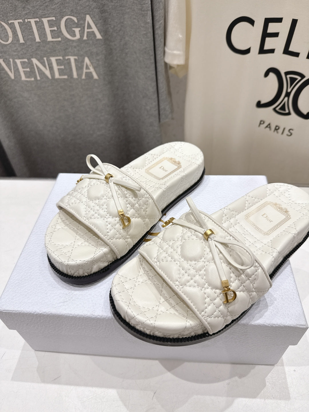 Dior 2026 Cannage Slide Black and White Sheepskin 794262