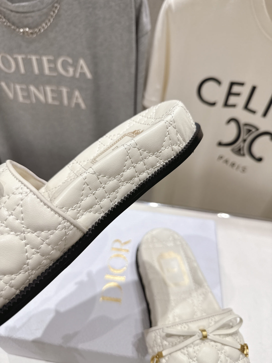 Dior 2026 Cannage Slide Black and White Sheepskin 794262