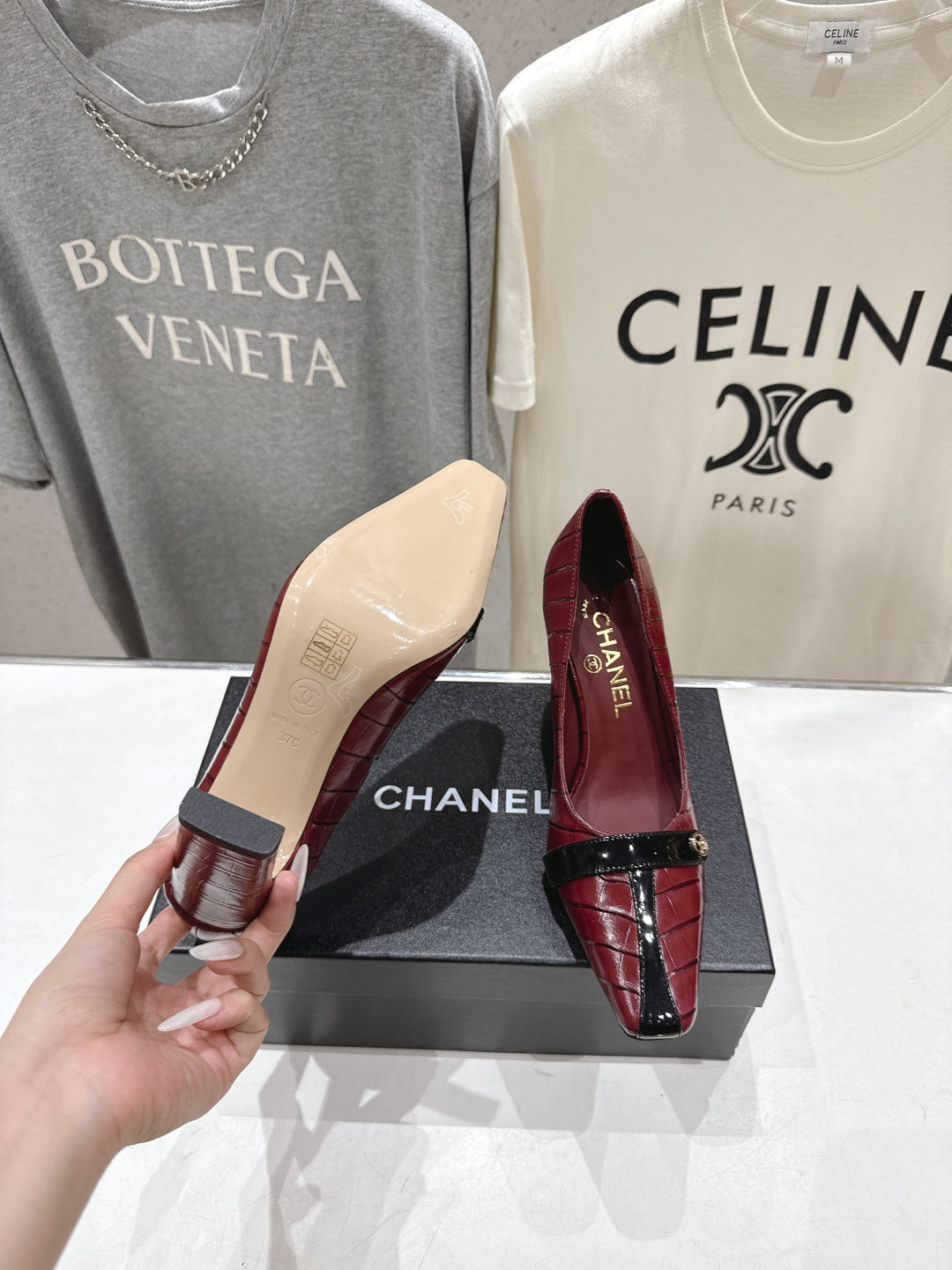Channel 2026 Embossed Patent Calfskin 85mm Pumps 896450