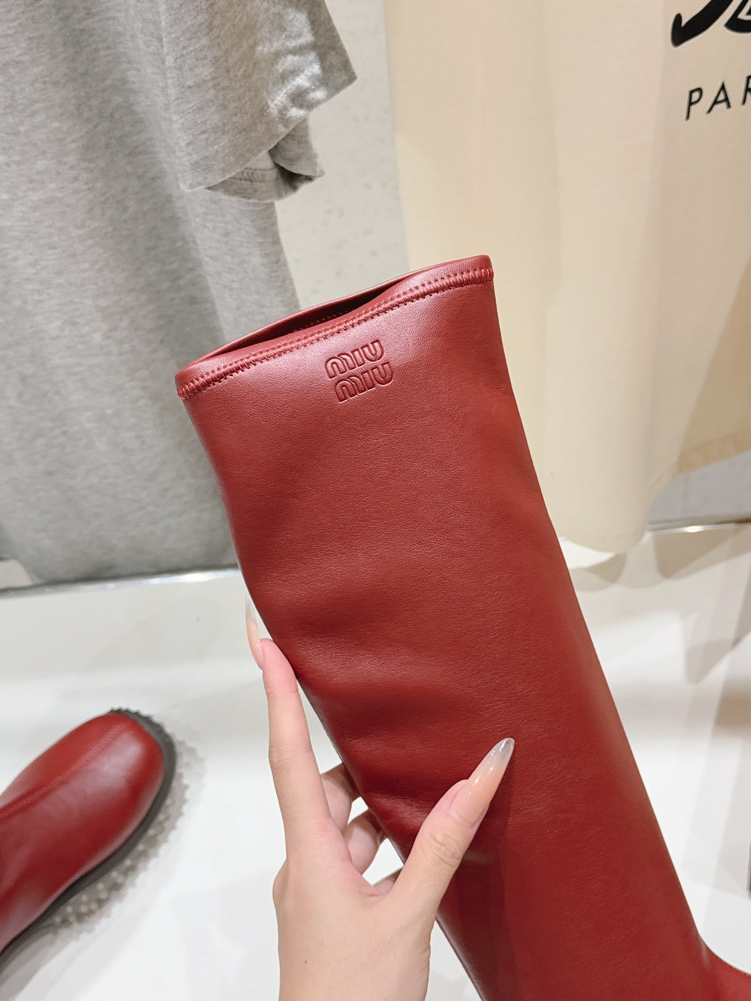 Miu Miu 2026 Stretch Knee-High Boots Leather 989560