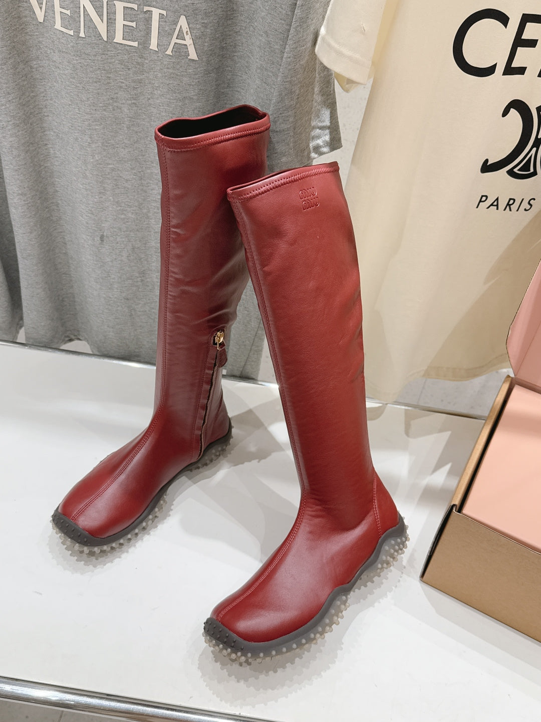 Miu Miu 2026 Stretch Knee-High Boots Leather 989560