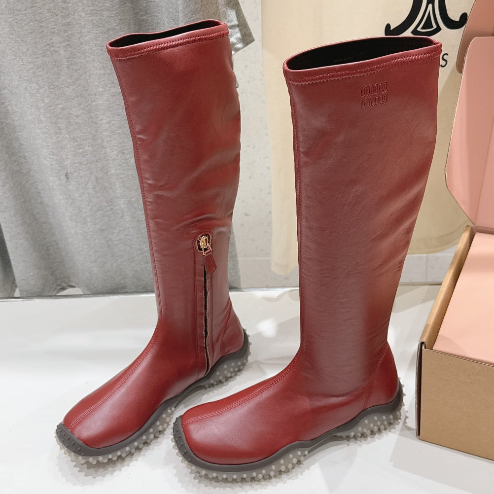 Miu Miu 2026 Stretch Knee-High Boots Leather 989560