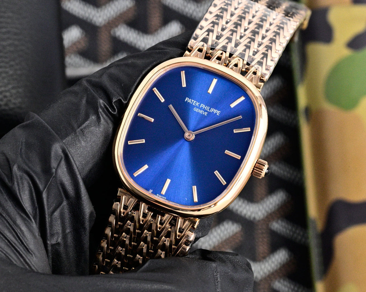 Patek Philippe Golden Ellipse 27mm Blue Dial Rose Gold Strap