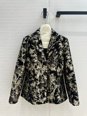 CD 25 Print Suit jacket Black Gold Jacquard fabric