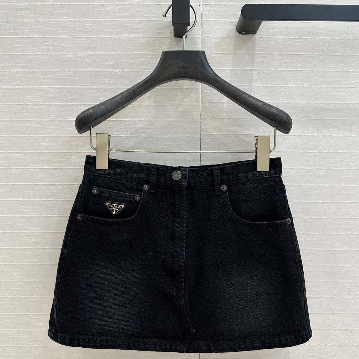 Prada 25 Denim Skirt Black Cotton