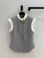LV 25 Princess Seams Vest Grey Polyester Cotton