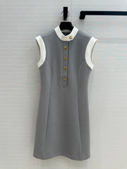 LV 25 Princess Seams Dress Grey Polyester Cotton