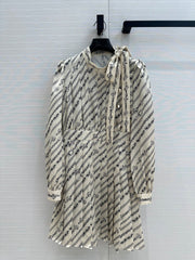 LV 25 Monogram Print Dress Beige Black Polyester