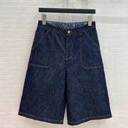 CD 25 Straight-leg Half-length Pants Blue Cotton