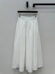 Celine Long Skirt White Cotton Silk
