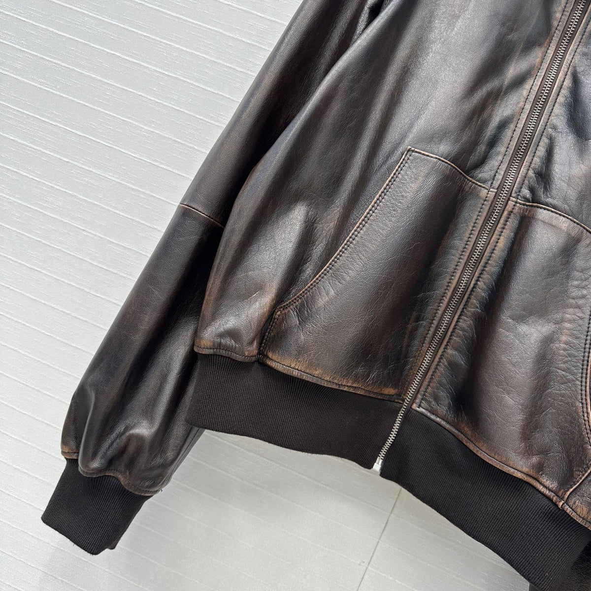 Prada 2025 Leather Jacket Brown Earth