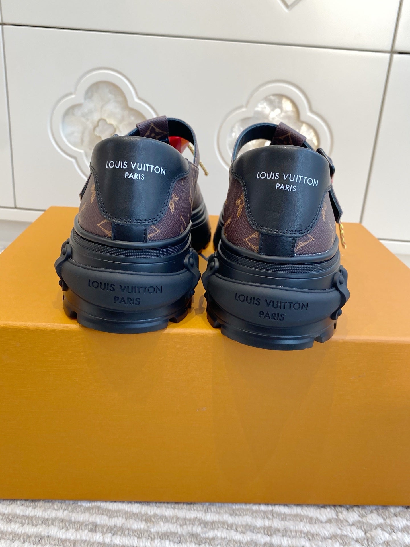 LV 2026 T-strap Loafer With Heart-shaped Brown Red Canvas Cowhide 595877