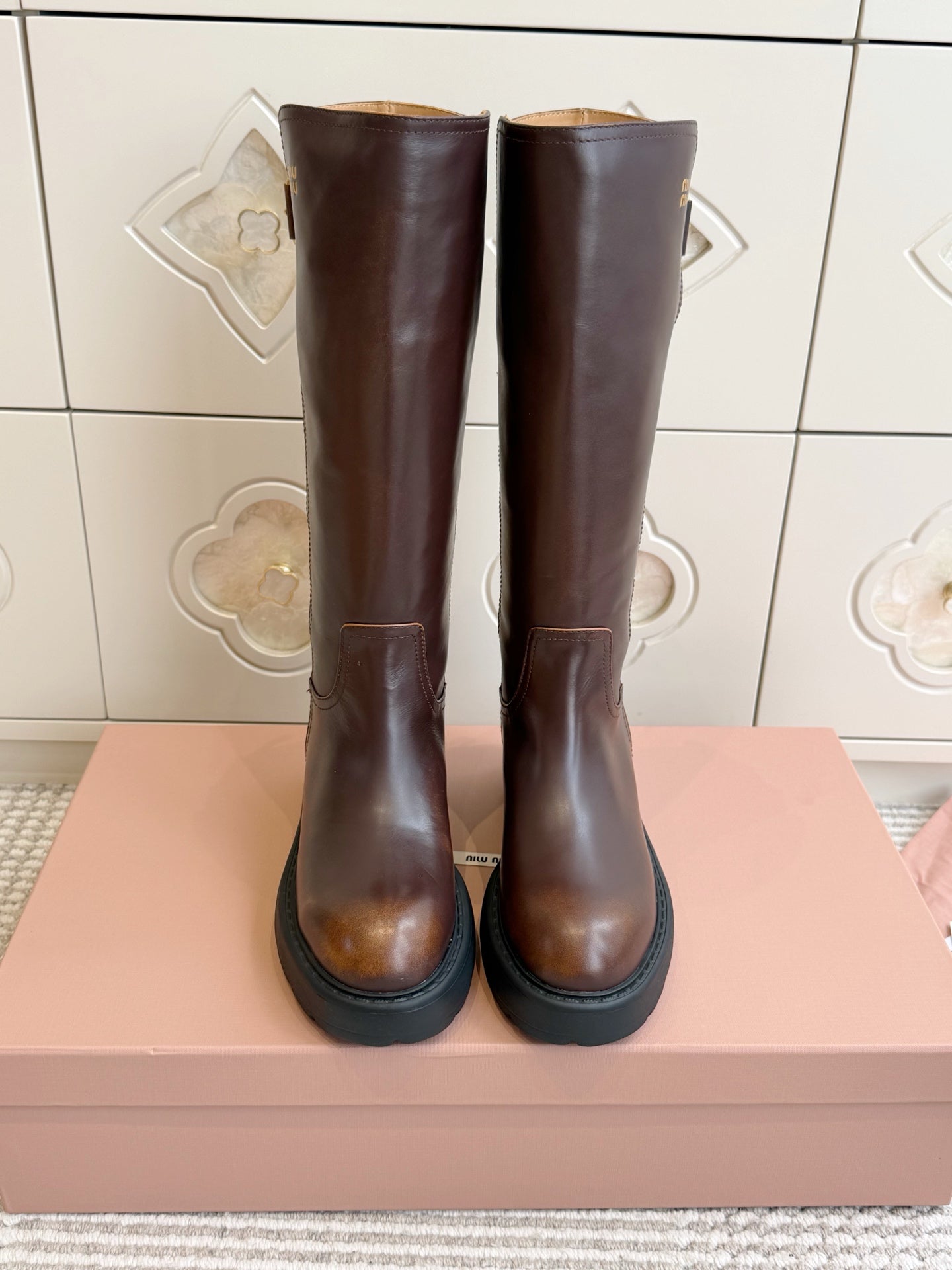 Miumiu 2026 Buckle-Detail Knee-High Boots Leather 955680