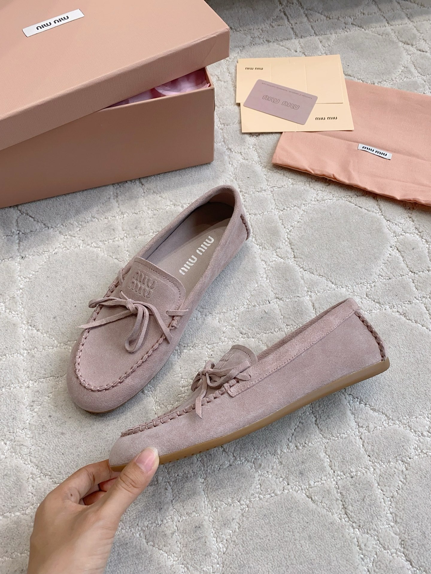 Miu Miu 2026 Bow-Tie Flat Shoe Suede 977033