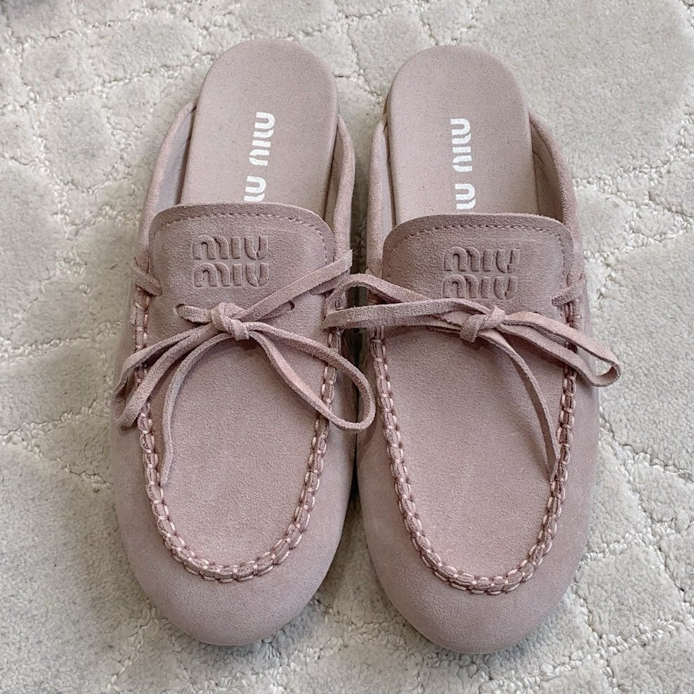 Miu Miu 2026 Bow-Tie Flat Shoe Suede 977033