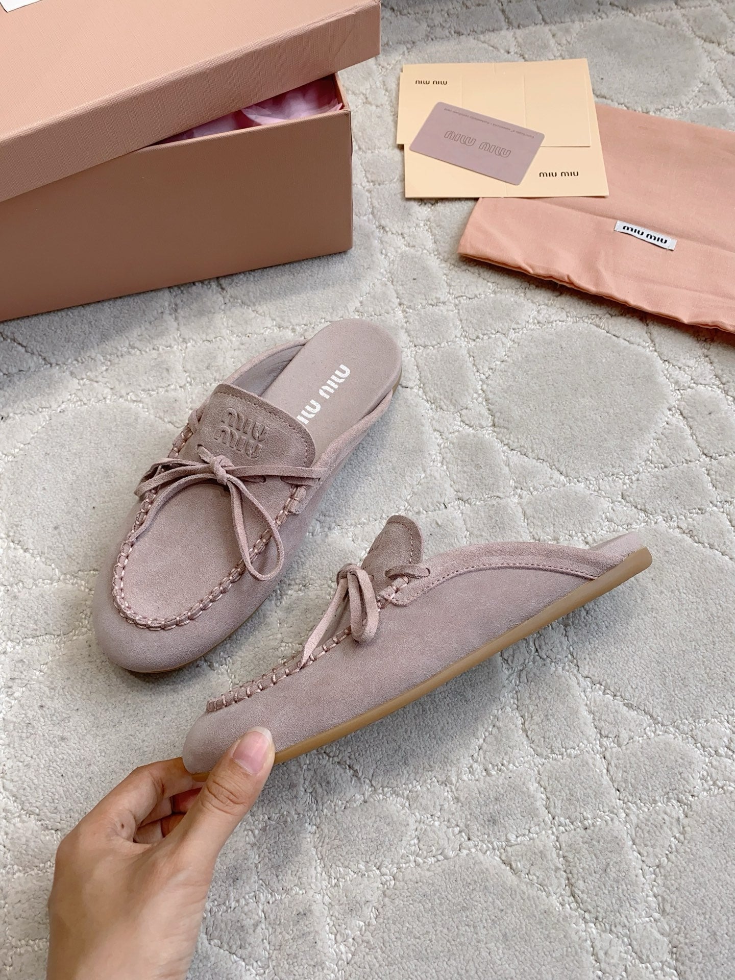 Miu Miu 2026 Bow-Tie Flat Shoe Suede 977033