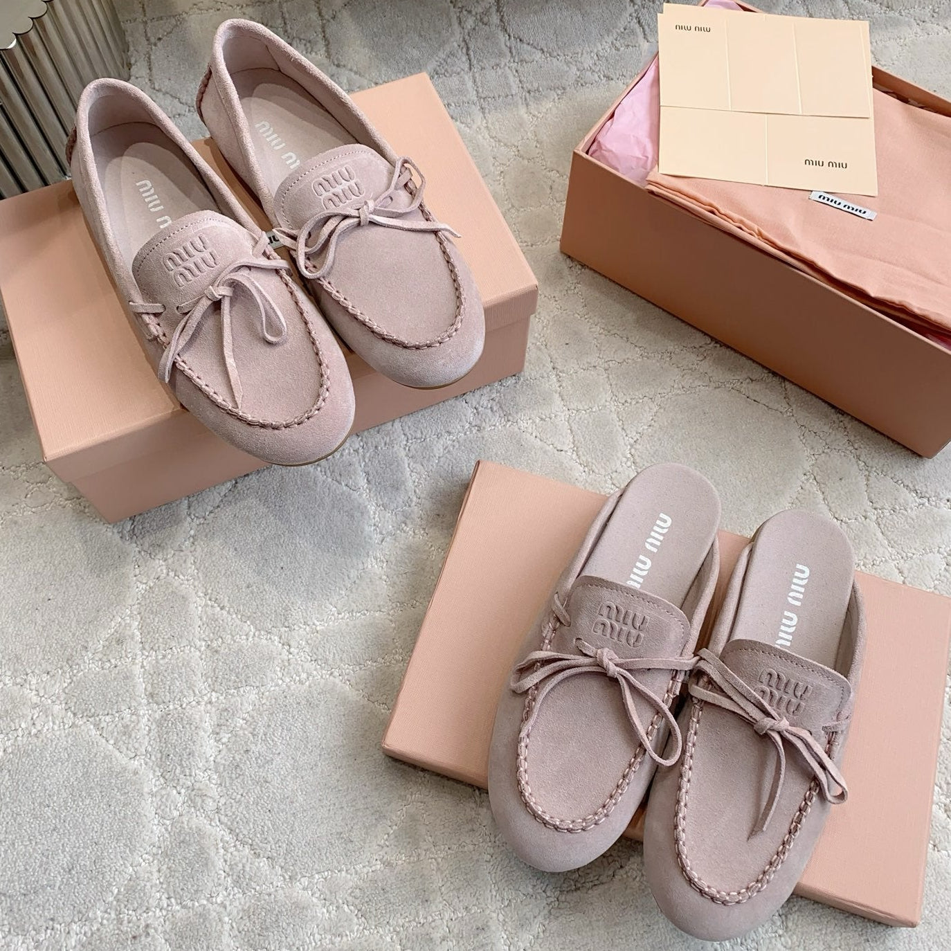 Miu Miu 2026 Bow-Tie Flat Shoe Suede 977033