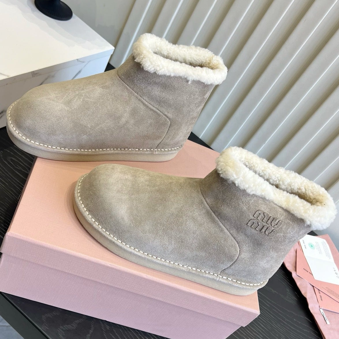 Miu Miu 2026 Snow Ankle Boots Suede 977010