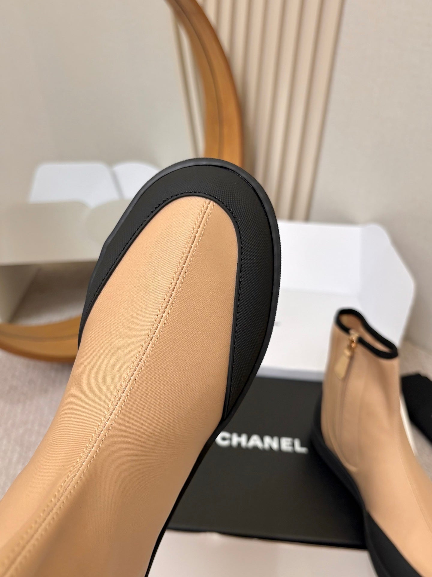 Chanel 2026 Double-C Metal Logo Ankle Boots Canvas Sheepskin 826495
