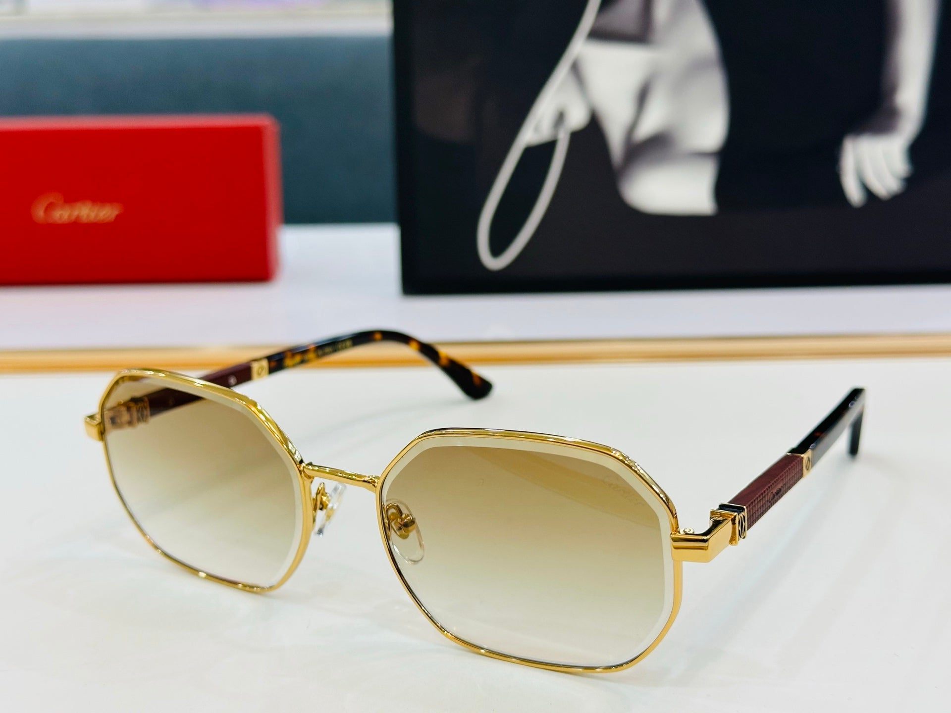 PREMIÈRE GEOMETRIC FRAME SUNGLASSES CT0492S IN METAL