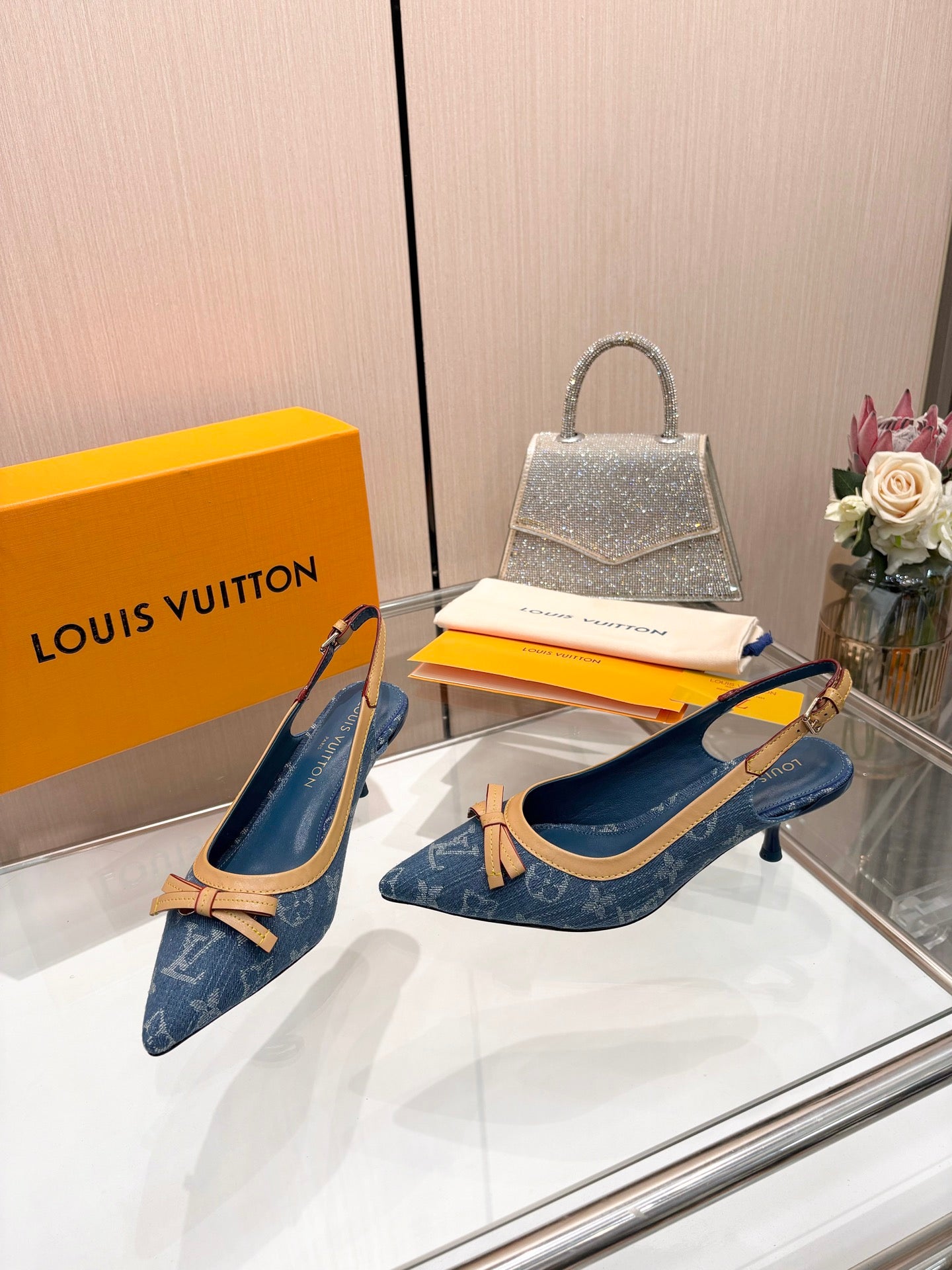 Louis Vuitton 2026 Slingback 55mm Blue Denim Leather 832886