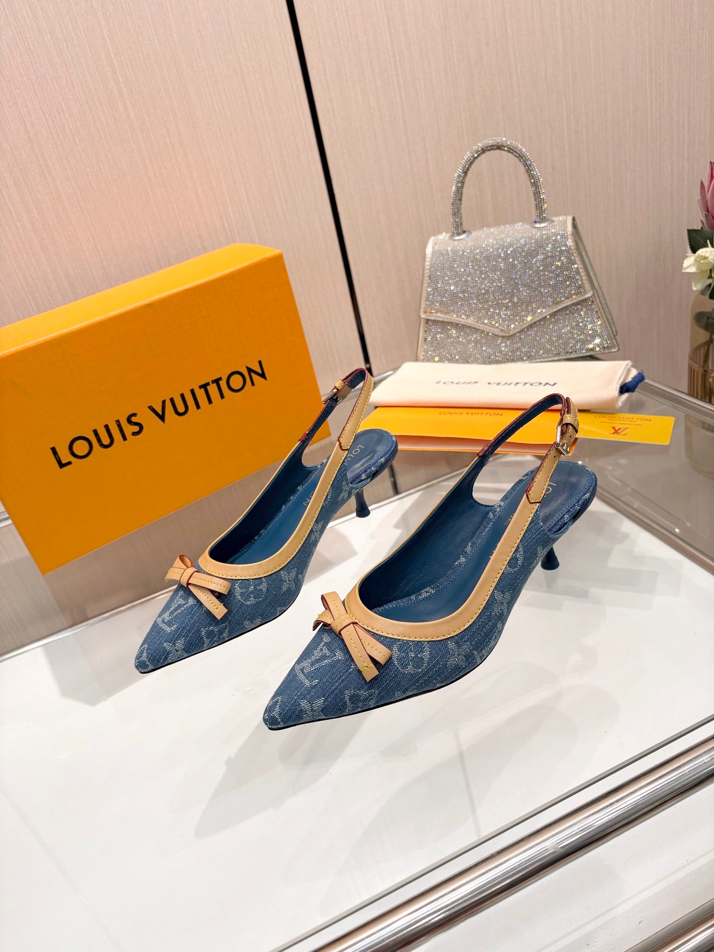 Louis Vuitton 2026 Slingback 55mm Blue Denim Leather 832886
