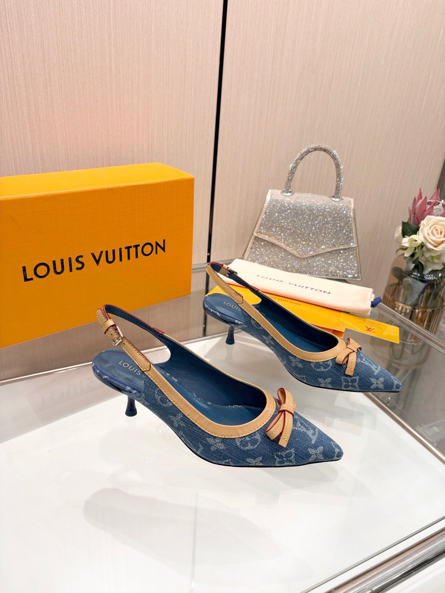 Louis Vuitton 2026 Slingback 55mm Blue Denim Leather 832886