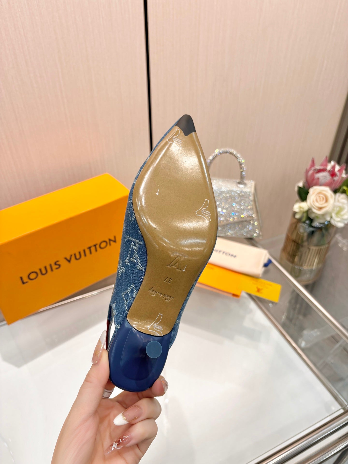 Louis Vuitton 2026 Slingback 55mm Blue Denim Leather 832886