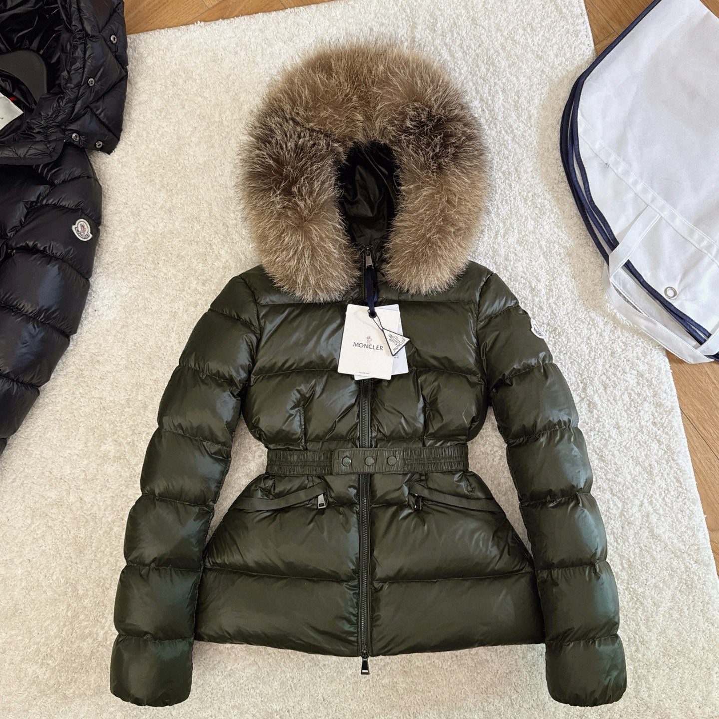 Moncler 25 Fur Collar Down Dark Green Jacket