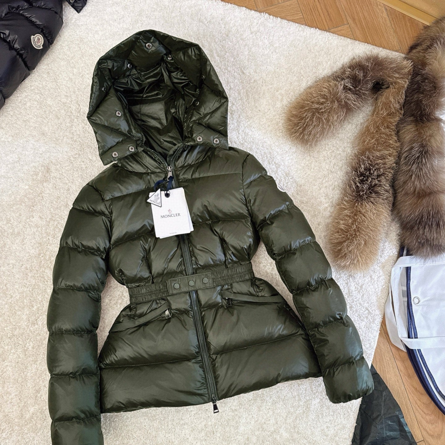 Moncler 25 Fur Collar Down Dark Green Jacket