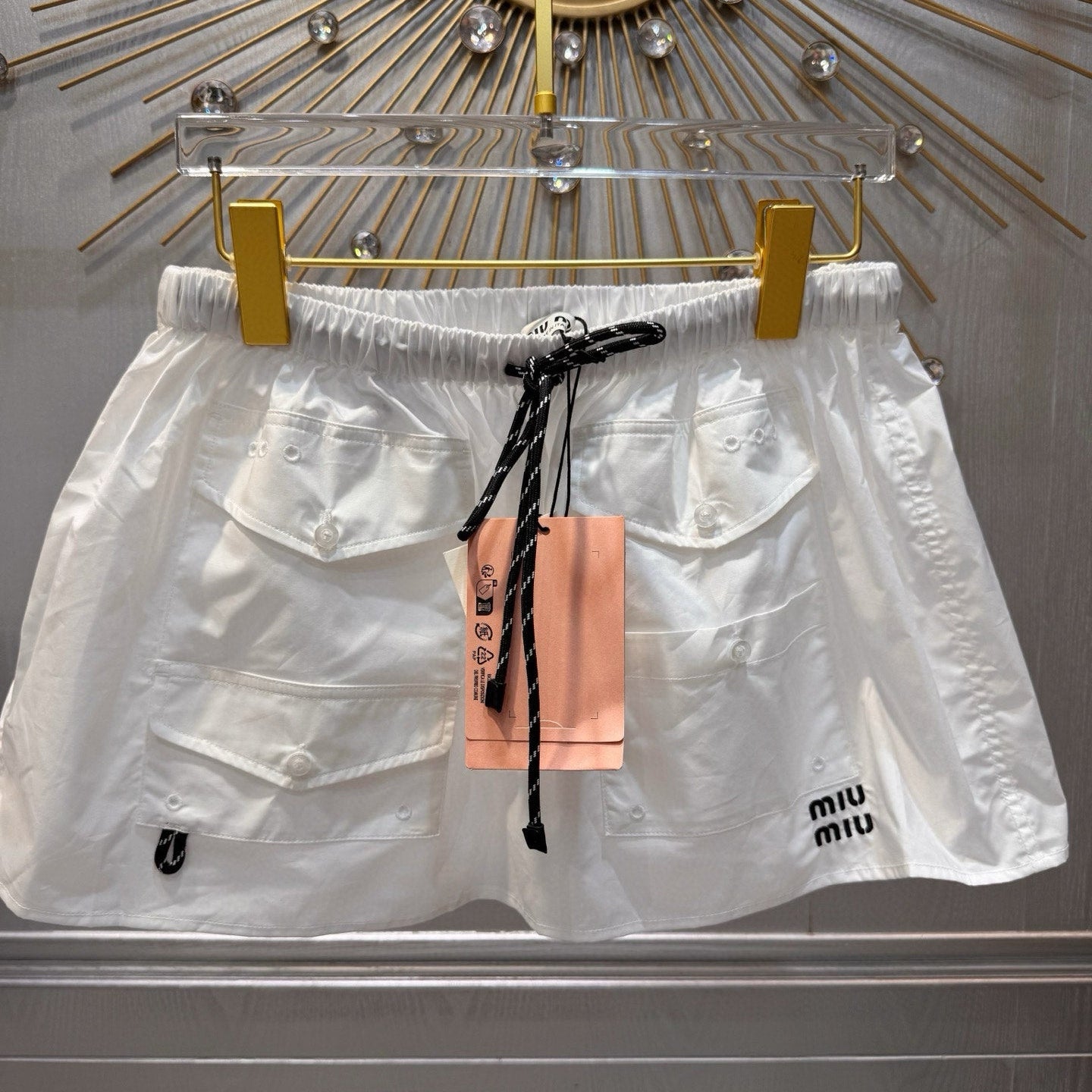 Miumiu 2026 Mini Skirt With Elasticated Waist White Cotton