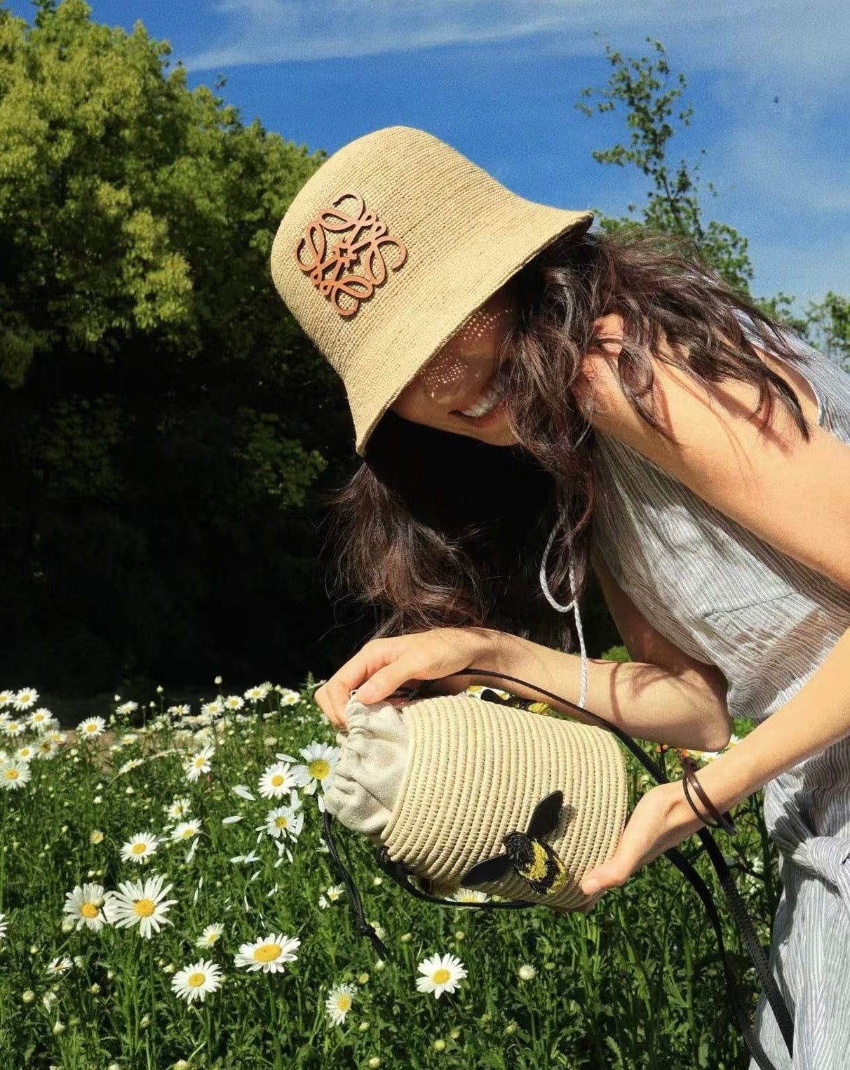 Loewe Raffia Logo Bucket Hat 360778