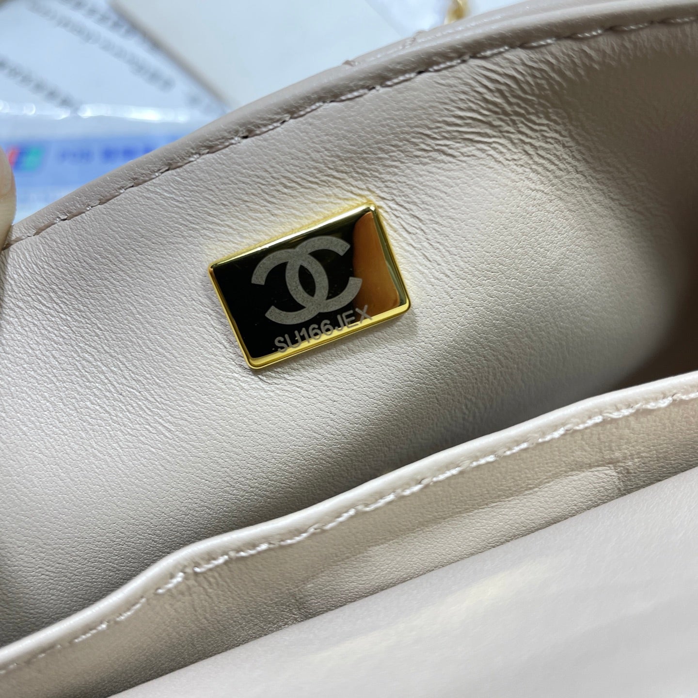 CC 25P Mini Flap Bag 20cm Top Handle Beige Calfskin Gold Hardware