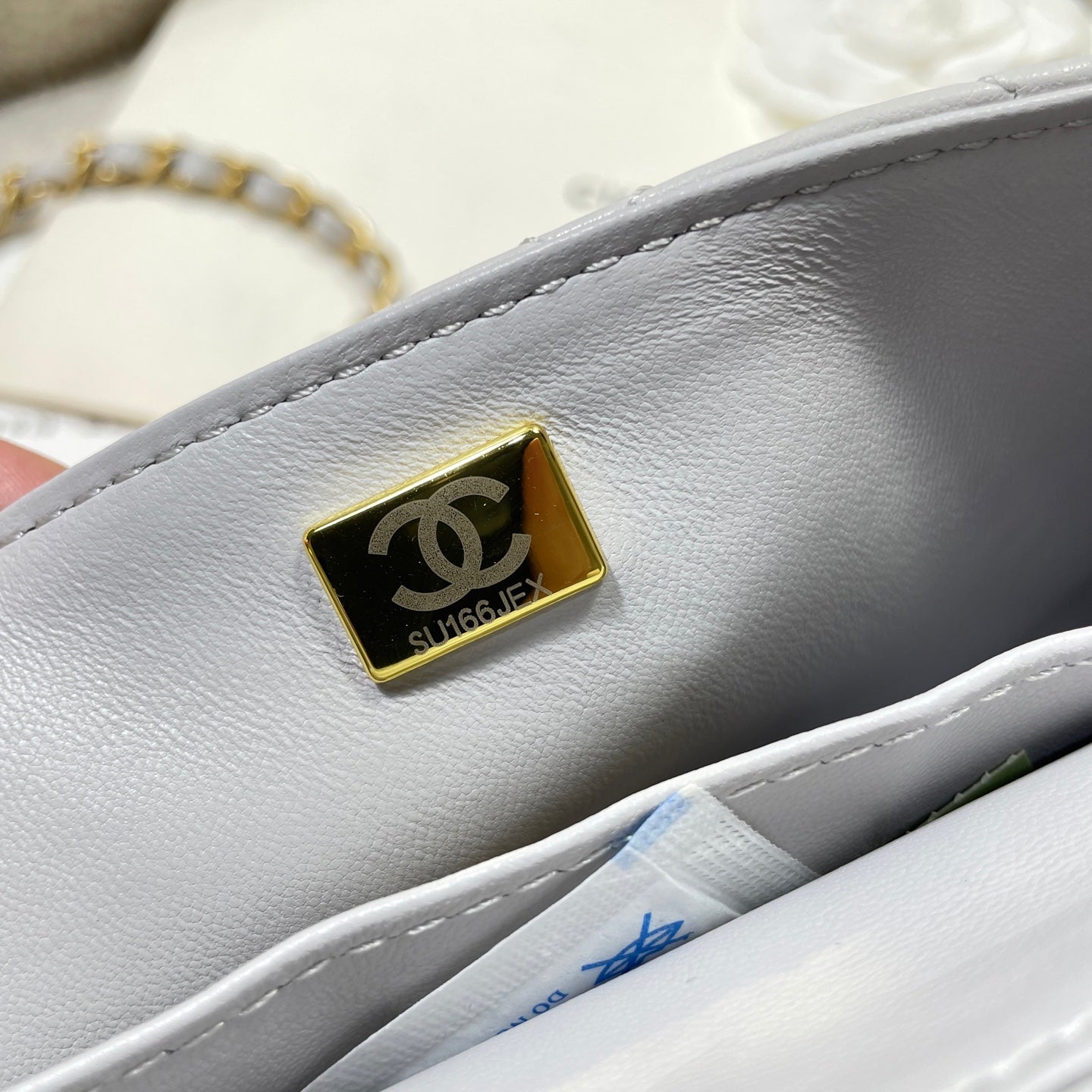 CC 25P Mini Flap Bag 20cm Top Handle Grey Calfskin Gold Hardware