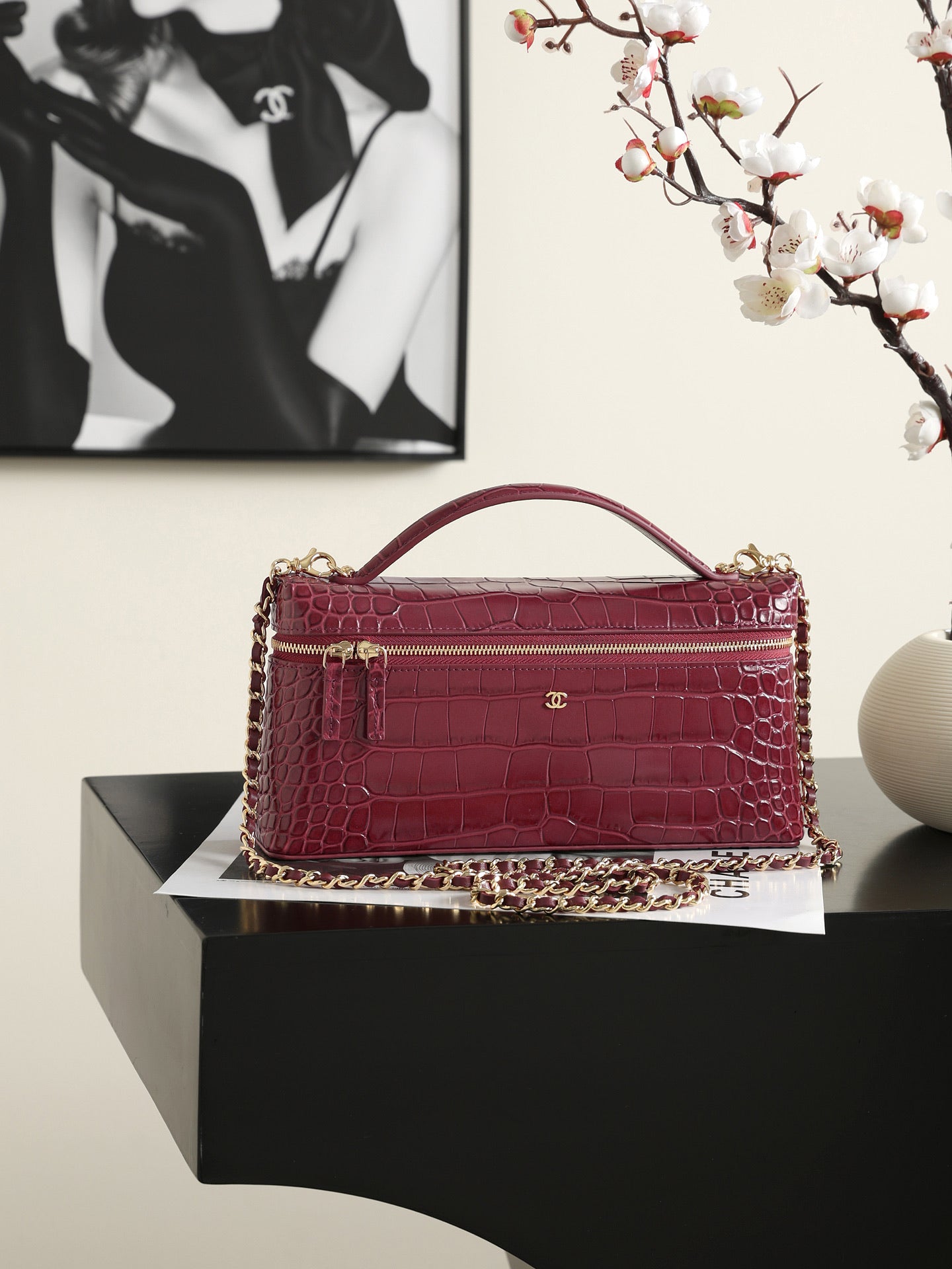 Chanel 2026 Crocodile Embossed Vanity Bag 25cm Leather
