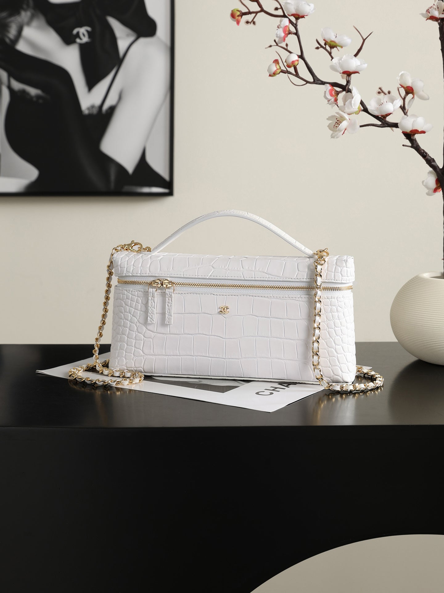 Chanel 2026 Crocodile Embossed Vanity Bag 25cm Leather
