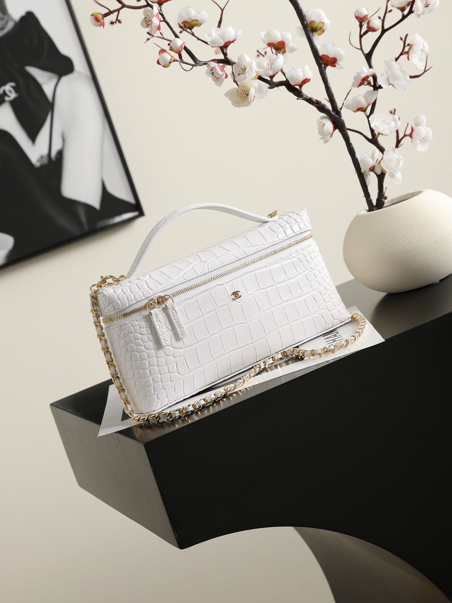 Chanel 2026 Crocodile Embossed Vanity Bag 25cm Leather