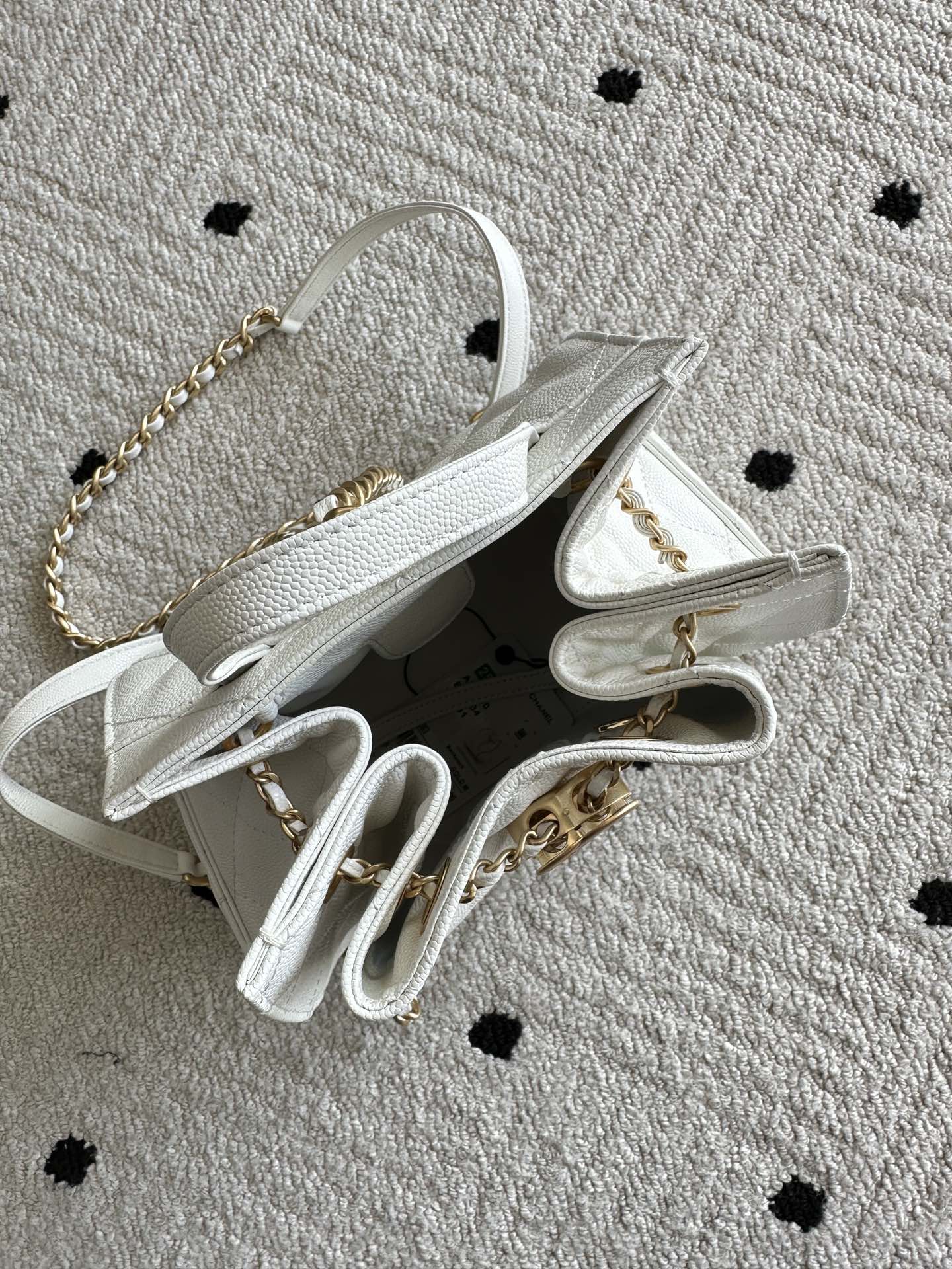 Chanel 2025 Backpack 23cm White Grained Calfskin 318277