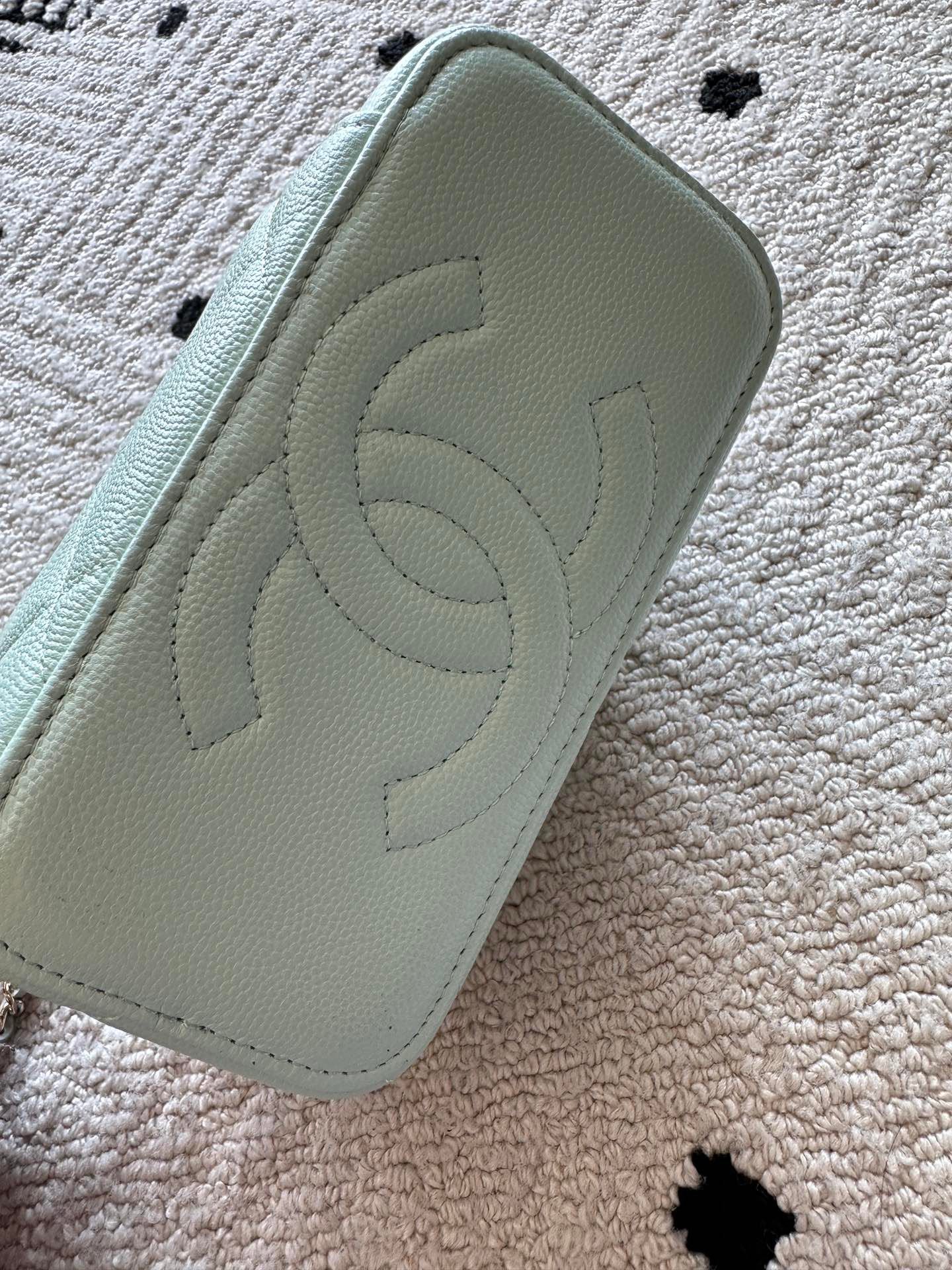 Chanel 2025 Vanity 17cm Bag Mint Green Caviar Leather 320297